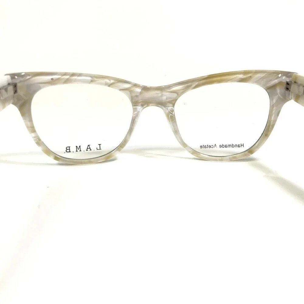L.A.M.B Eyeglasses Frames LA067 BLK Black Ivory Horn Cat Eye Full RIm 51-19-140